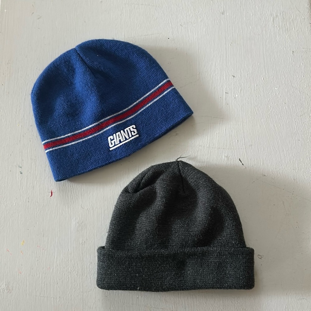Giants hat and Grey beanie: Set of 2 small toddler beanie hats